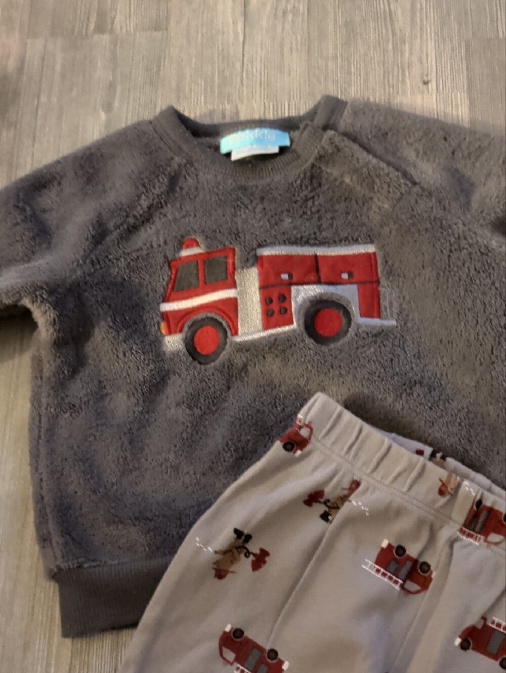Pekkle Toddler Red Firetruck Set - Cozy Grey & Red Set - Picture 4 of 4